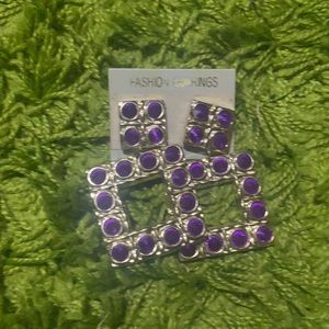 Vintage Earrings purple and gold (Las)